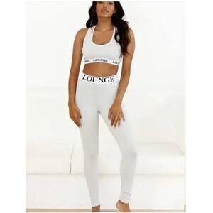 White lounge set sports bra